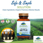 Side view of Pure Mountain Botanicals organic stinging nettle capsules