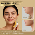 Icon Patch facial drainage tool being used along the jawline for a naturally sculpted look.