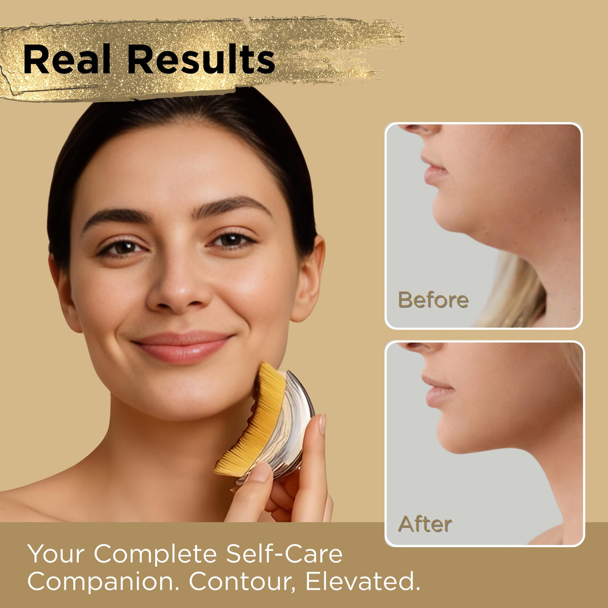 Icon Patch facial drainage tool being used along the jawline for a naturally sculpted look.