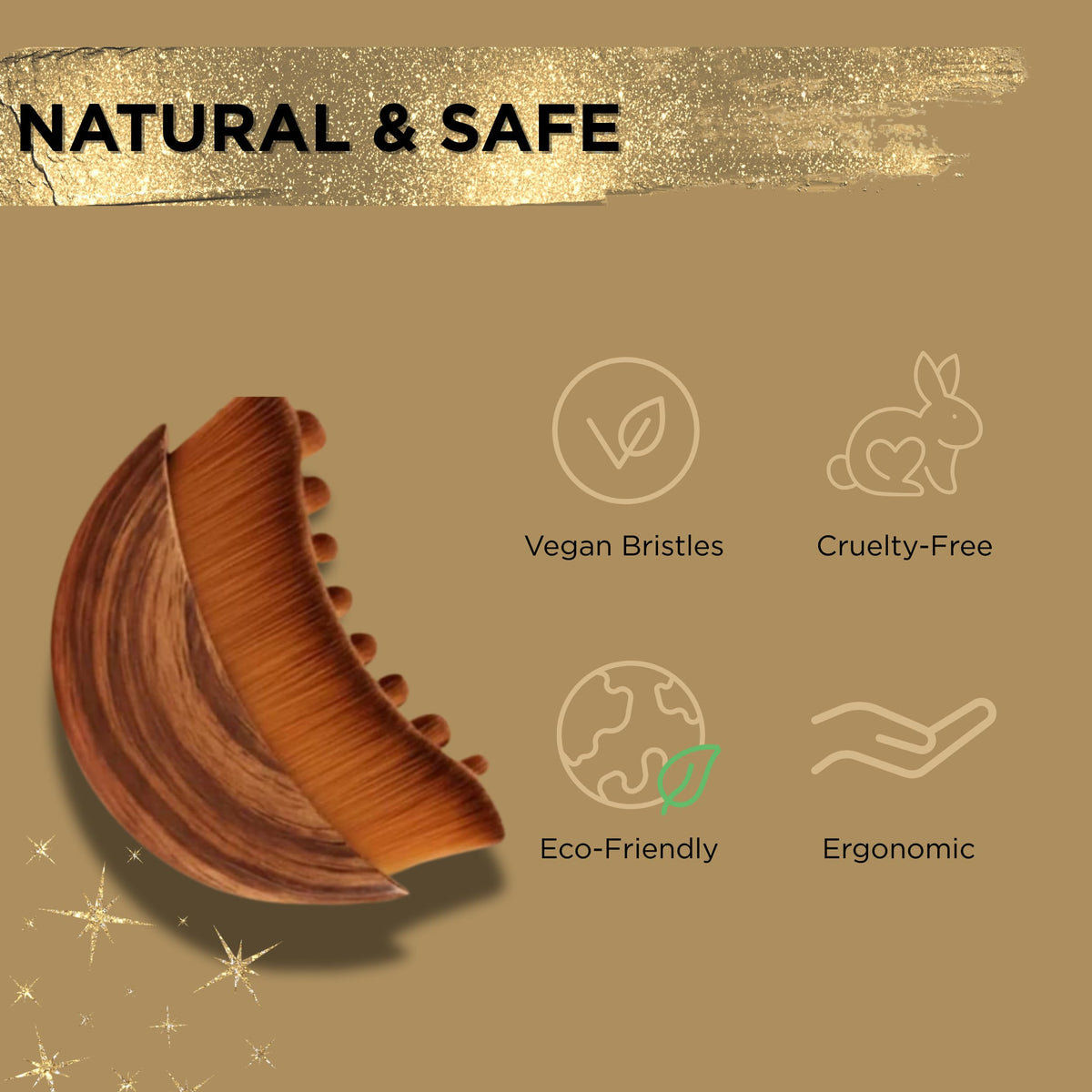 Side angle of the ergonomic manual dry brush for facial puffiness reduction and contouring.