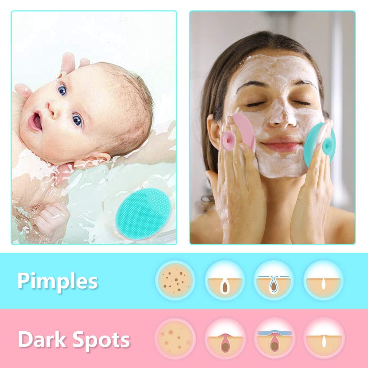 Travel friendly silicone face washing tools for men and women displayed together for daily hygiene routines