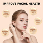 CACRTY Facial Lymphatic Drainage Massager angled view highlighting the curved wooden base.