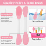 Detailed shot of the textured silicone bristle face scrubber side for deep pore exfoliation.
