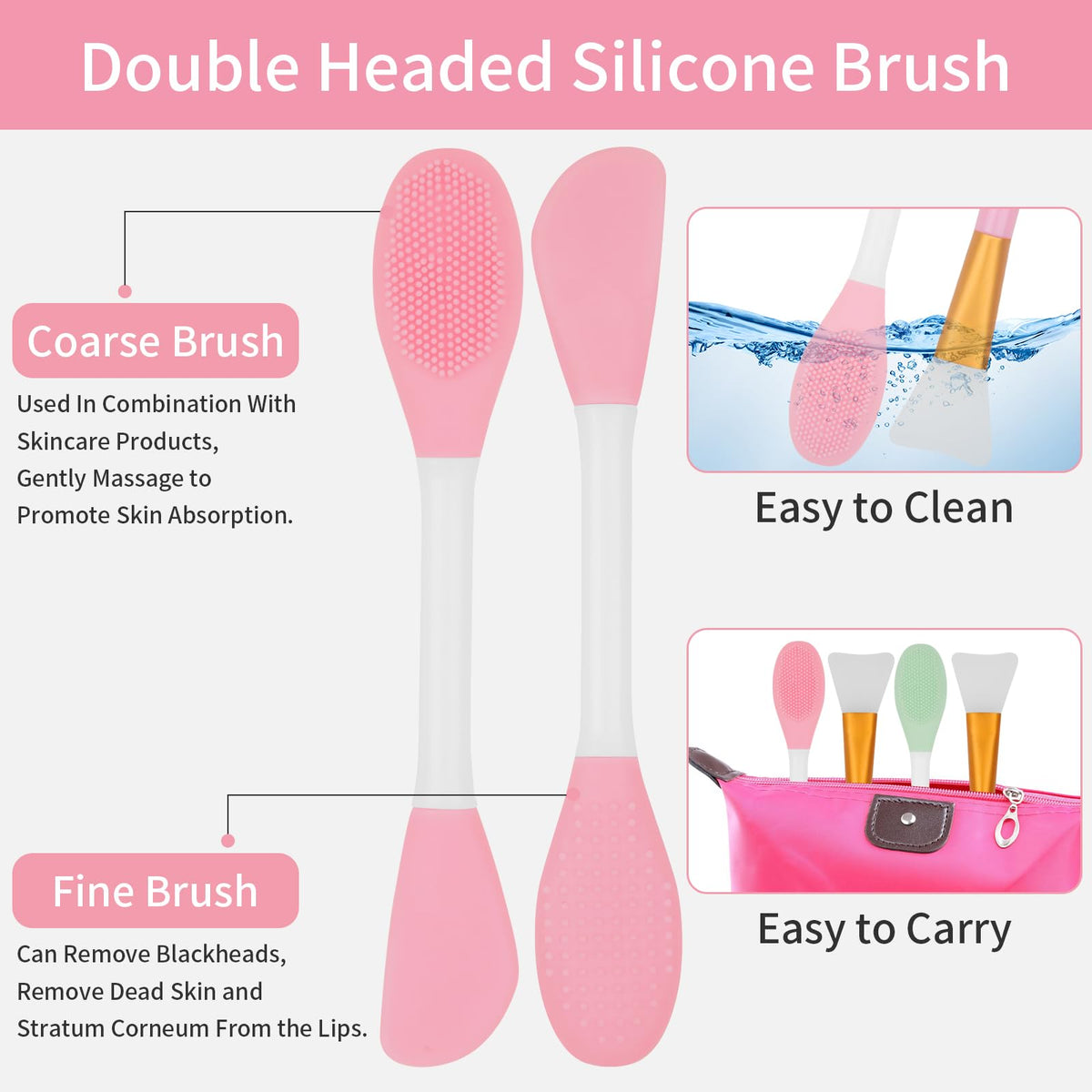 Detailed shot of the textured silicone bristle face scrubber side for deep pore exfoliation.