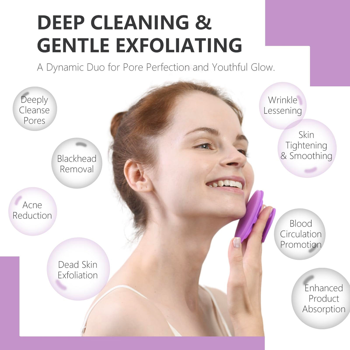 Ergonomic handle grip design of the BEAUTAIL silicone face exfoliator