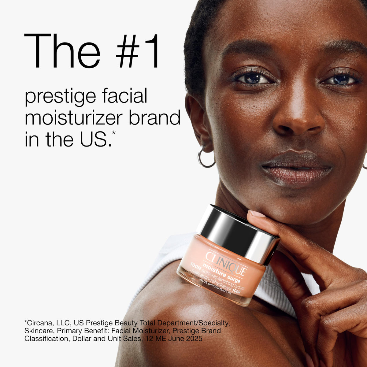Top down angle of the Clinique oil-free facial hydrator showing the silver reflective lid cap