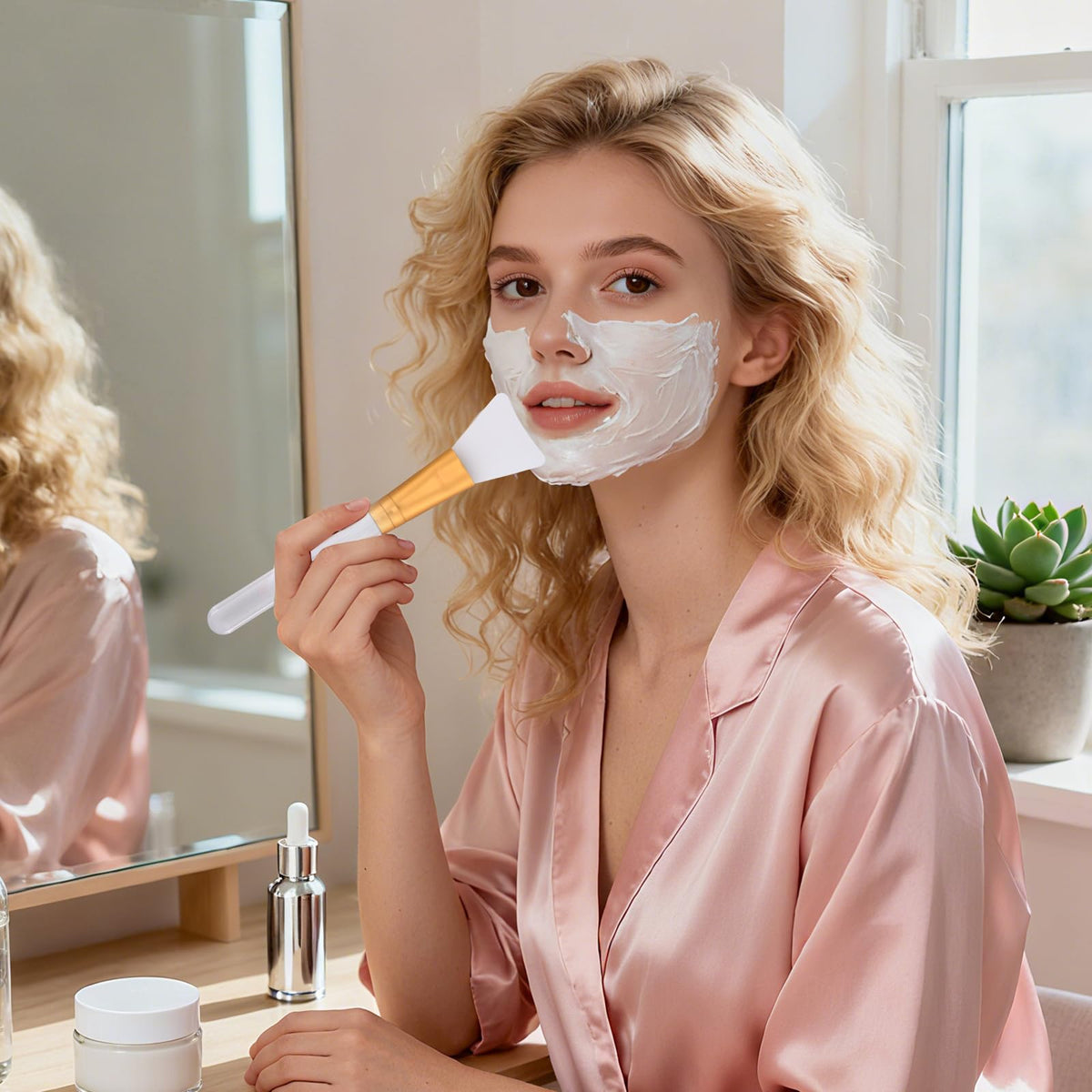 LORMAY zero waste skincare accessory set demonstrating flexible non porous bristles