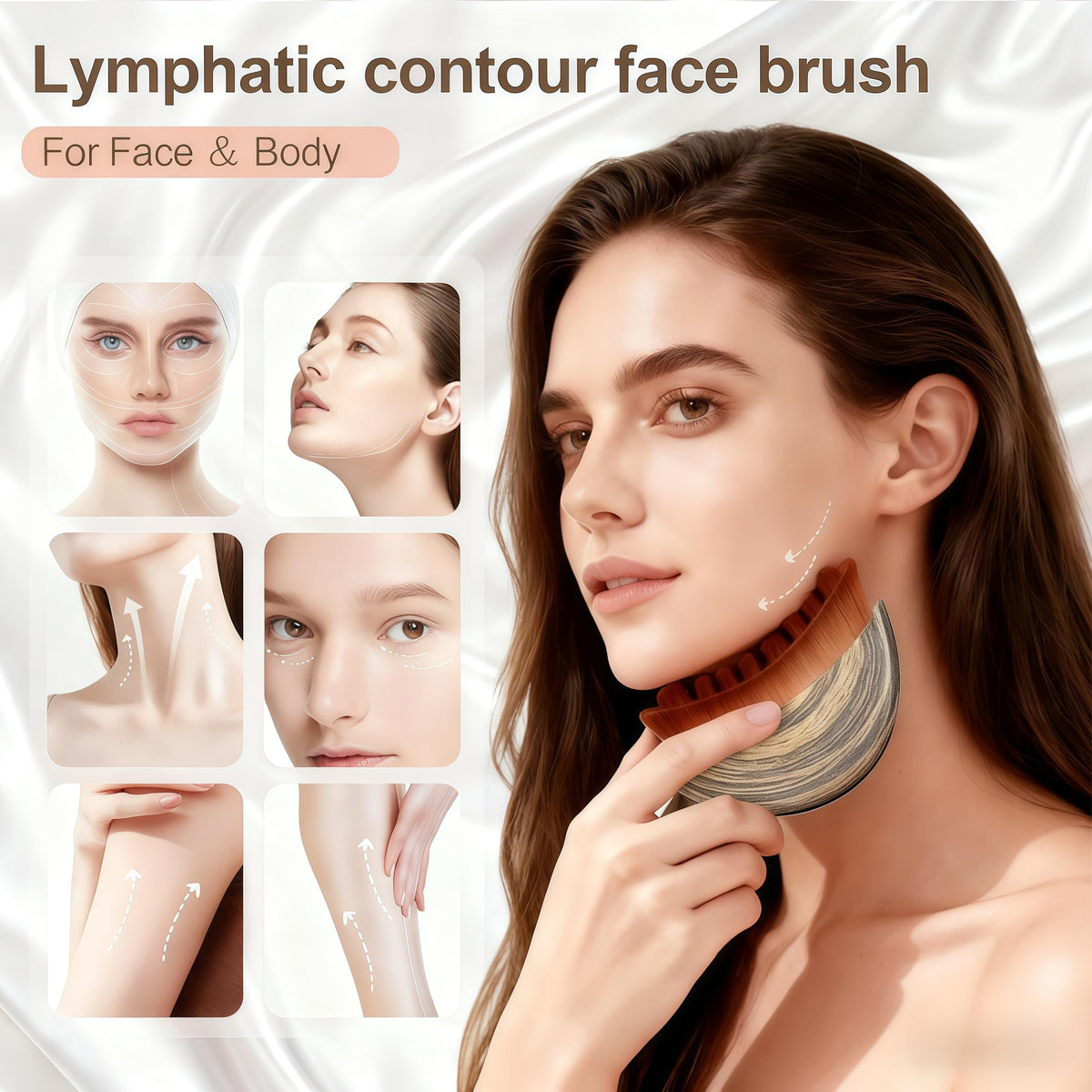 Close up of the textured surface on the premium lymphatic drainage contour brush