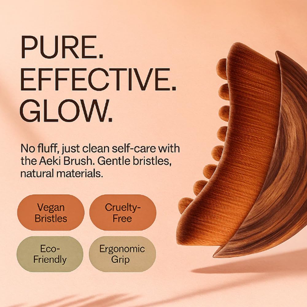 Side profile of the Aeki facial brush demonstrating how the curved design fits the jawline and chin seamlessly