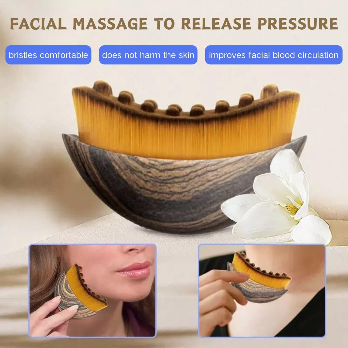 Close up view of the face lifting tool being cleaned with mild soap and warm water.