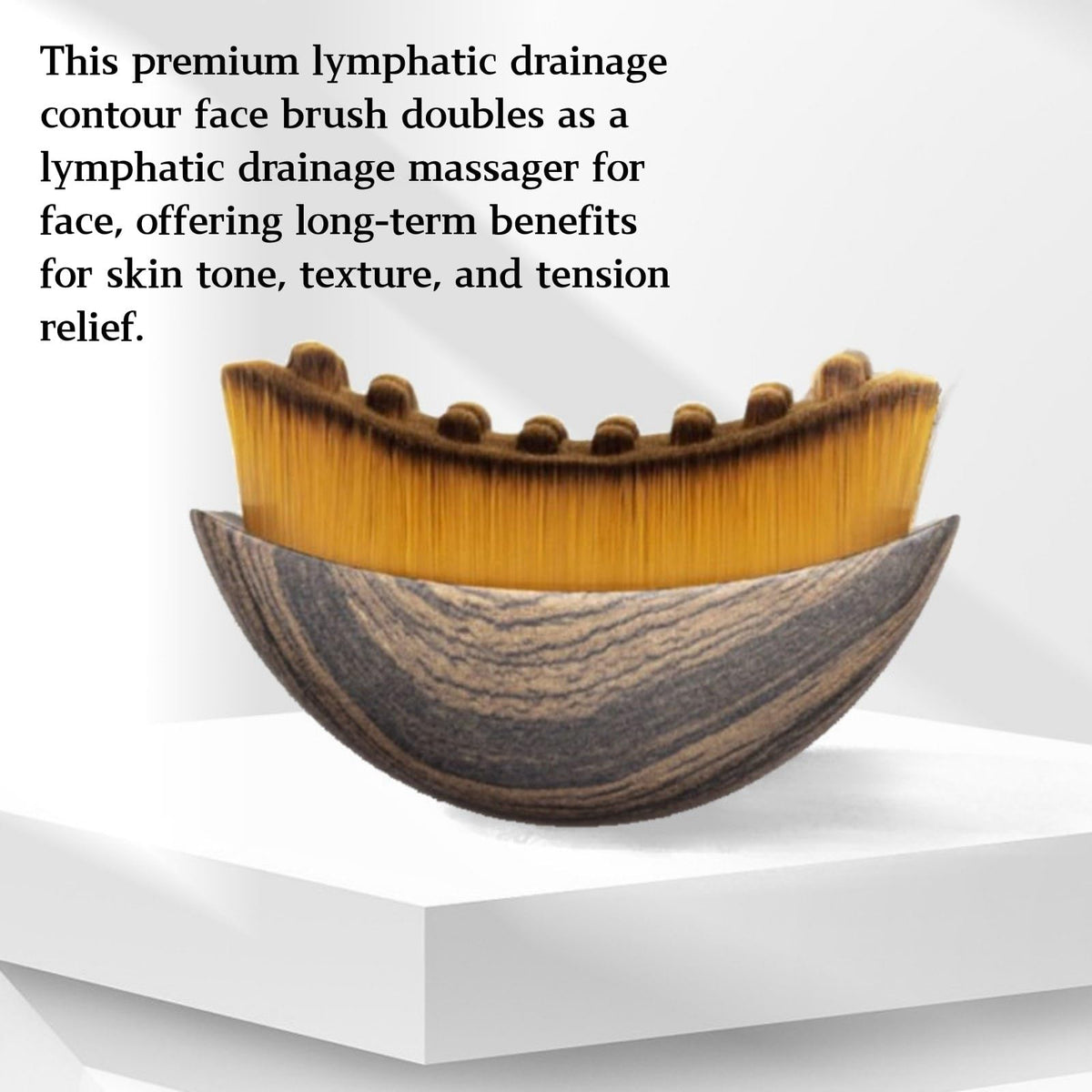 The portable gua sha alternative brush held in hand to showcase its compact travel friendly size.