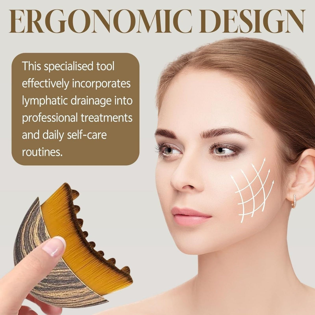 Detailed shot of the curved shape matching the precise contours of a human jawline.