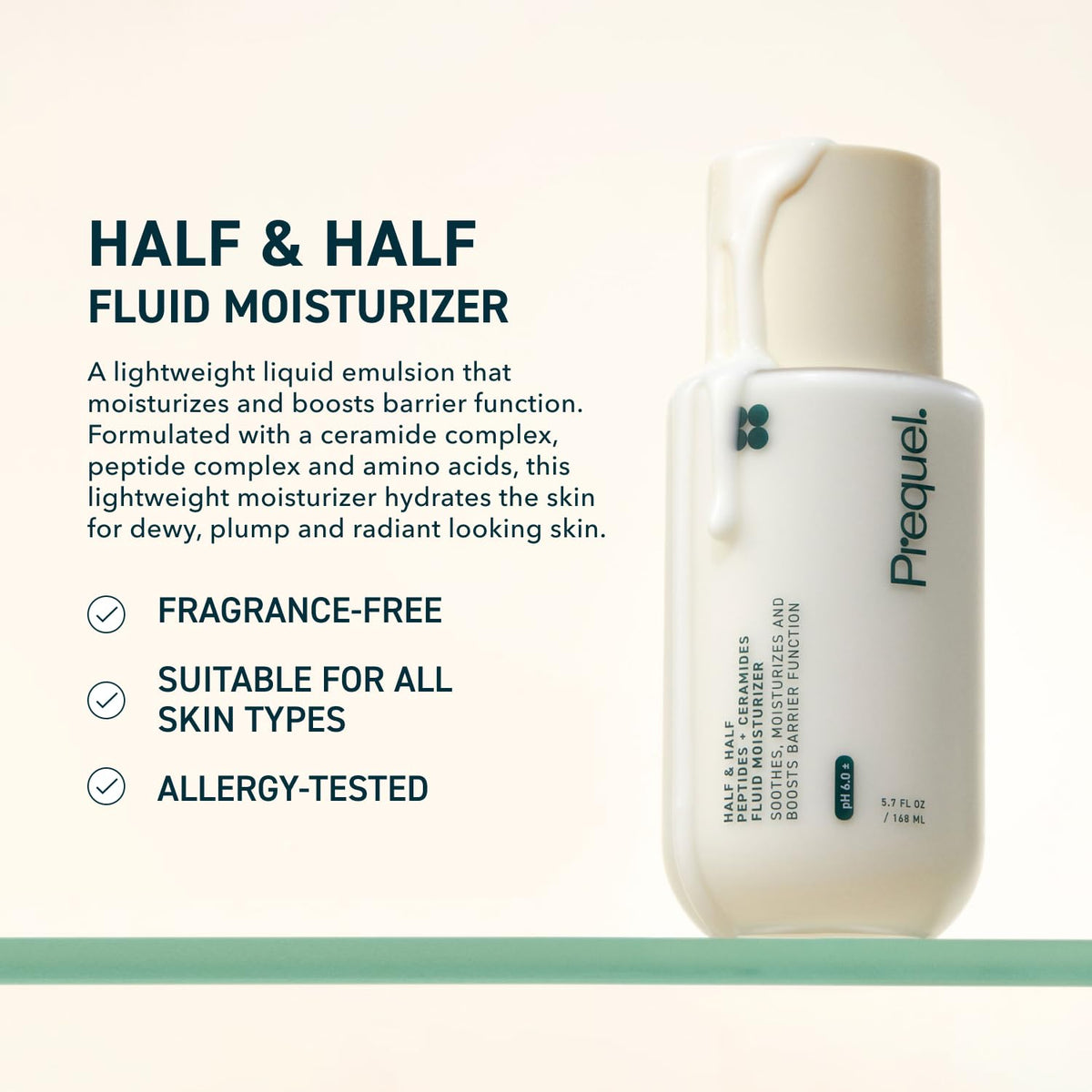 Prequel Half and Half face cream packaging showing peptide complex