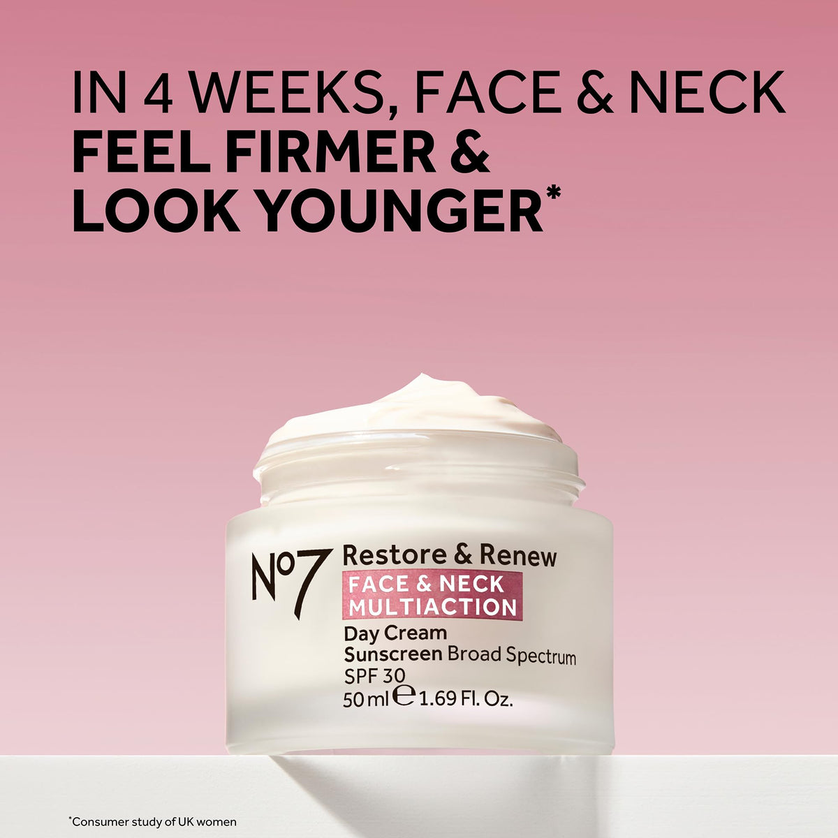 No7 Restore and Renew SPF thirty day cream jar for mature skin care