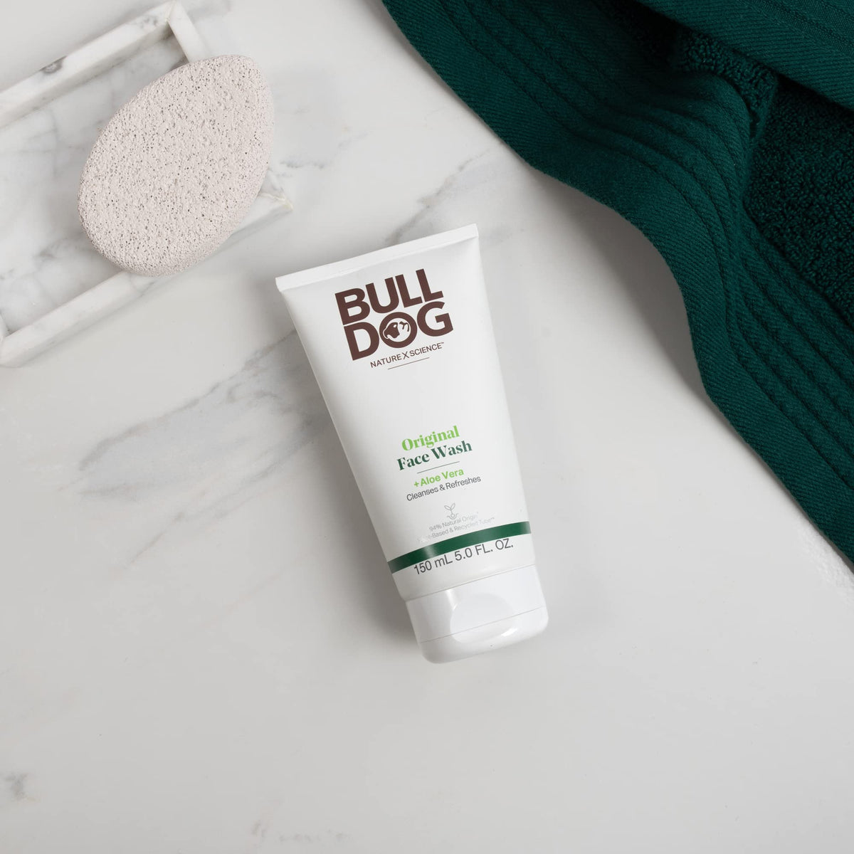 Back labels of the Bulldog three step skincare routine kit detailing natural ingredients.