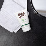 Bulldog imported mens skincare kit unboxed showing texture of the face scrub and wash.