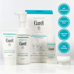 Curel four step travel size skincare routine items standing upright