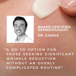 RoC Retinol Correxion Deep Wrinkle treatment tube held to demonstrate its compact travel size