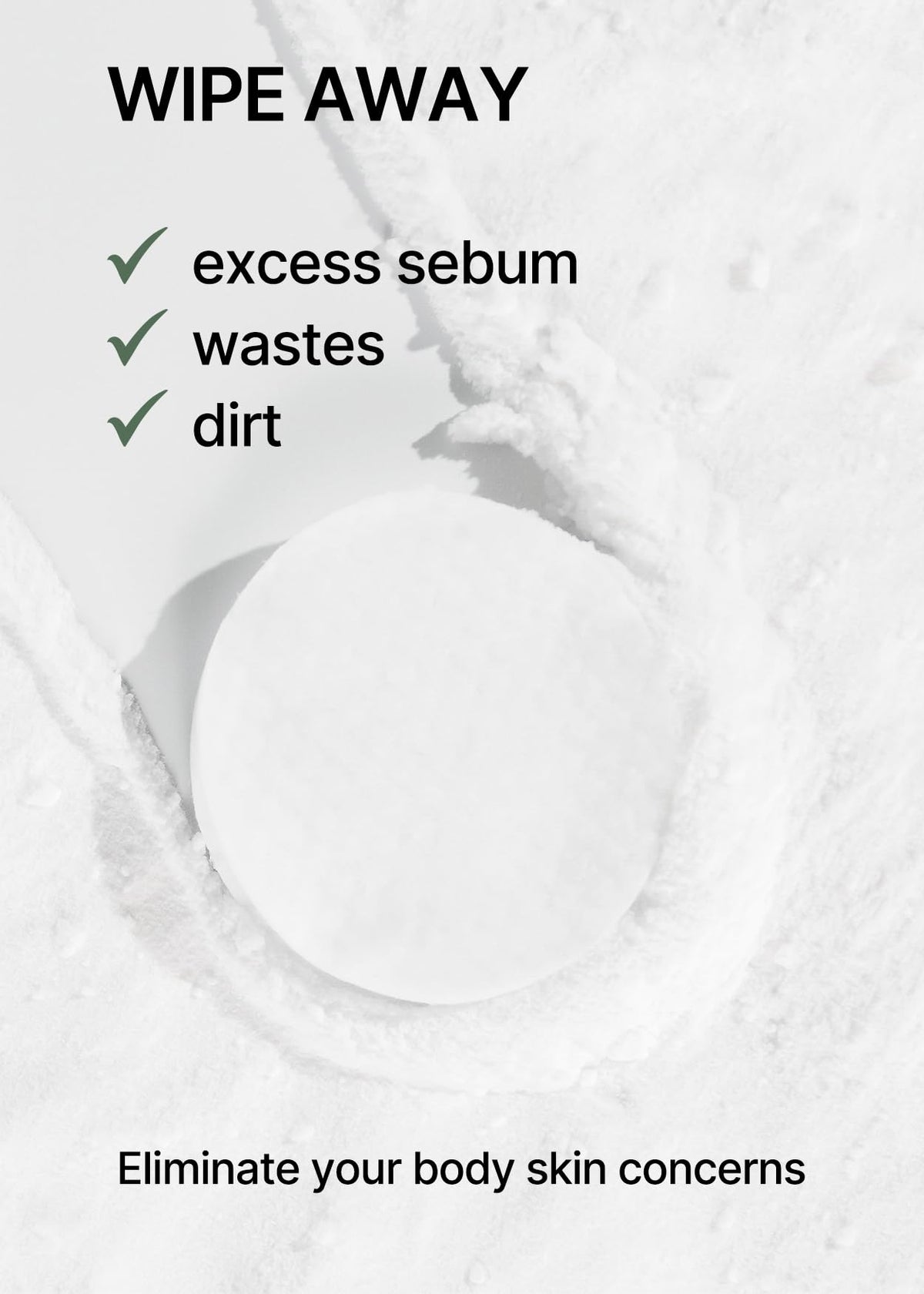 Close up view of the dual sided Celimax body pad texture infused with green tea and white truffle