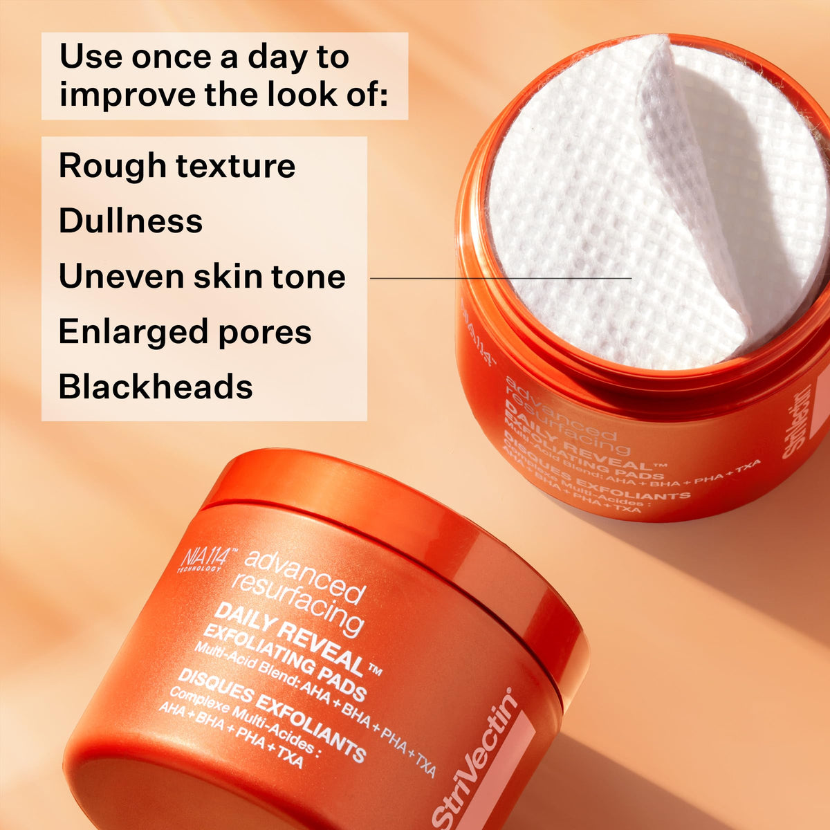 StriVectin multi acid chemical peel pads for glowing skin packaging