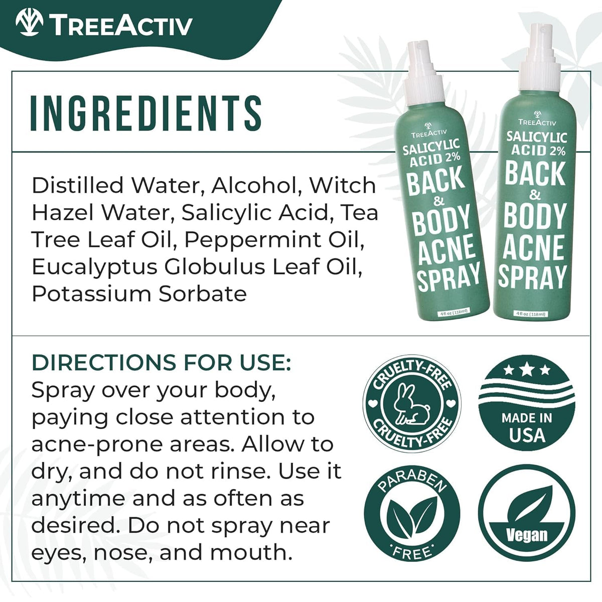 TreeActiv salicylic acid exfoliation mist two pack packaging comparison view.