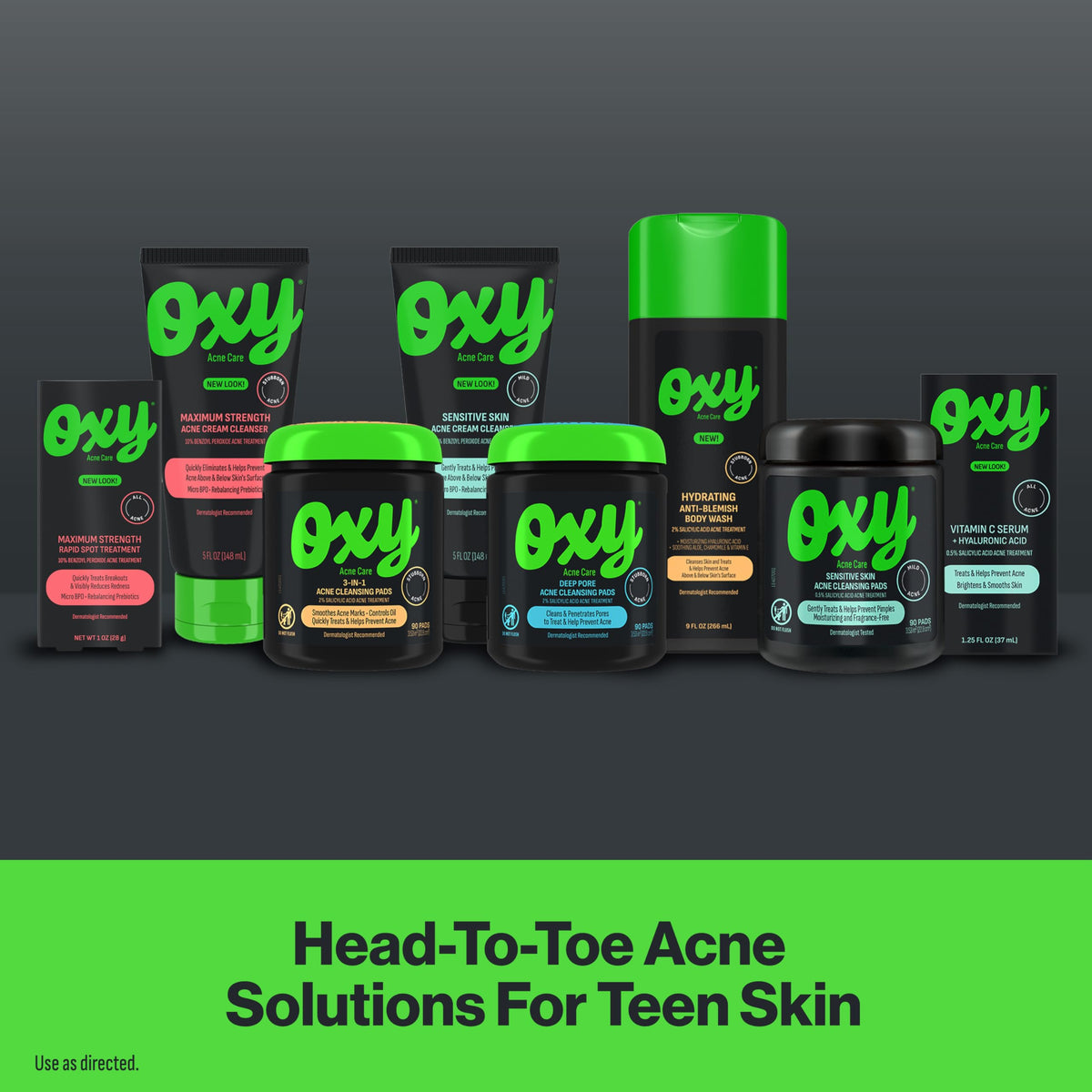 Oxy Rapid Spot Treatment box showing directions and active ingredients for acne relief.
