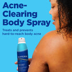 Differin Acne Body Spray bottle displaying the maximum strength salicylic acid ingredients label