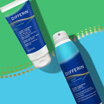Differin clear skin body mist showing the secure cap and premium continuous spray mechanism