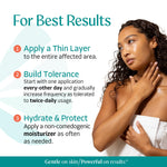 Almond Clear advanced level two acne treatment serum package directions and ingredients panel.