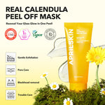 Korean skincare exfoliating gel mask with real calendula flowers