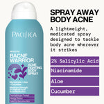 Pacifica Beauty acne fighting body spray for oily and sensitive skin