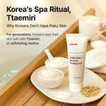 Ma:nyo face and body scrub dead skin remover packaging close up view.