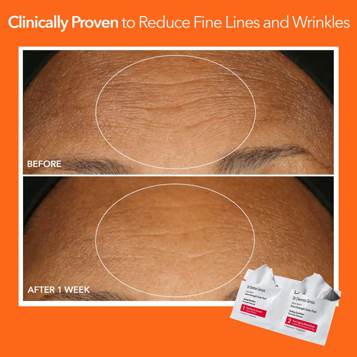 USA imported Dr. Dennis Gross daily exfoliating treatment sachets close up view