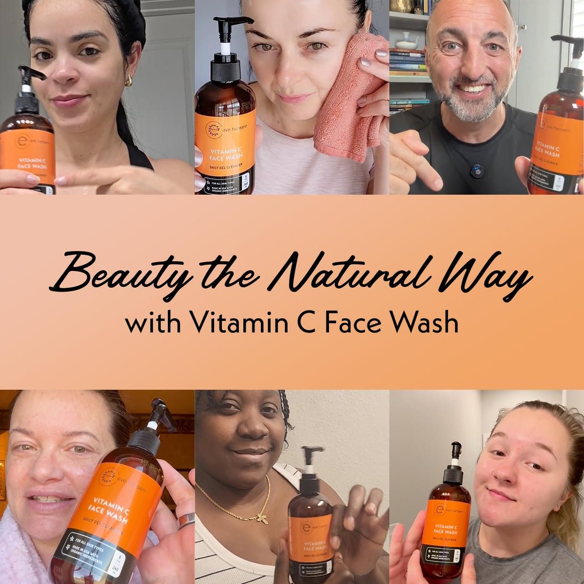 Eve Hansen Vitamin C cleanser packaging details for skin types