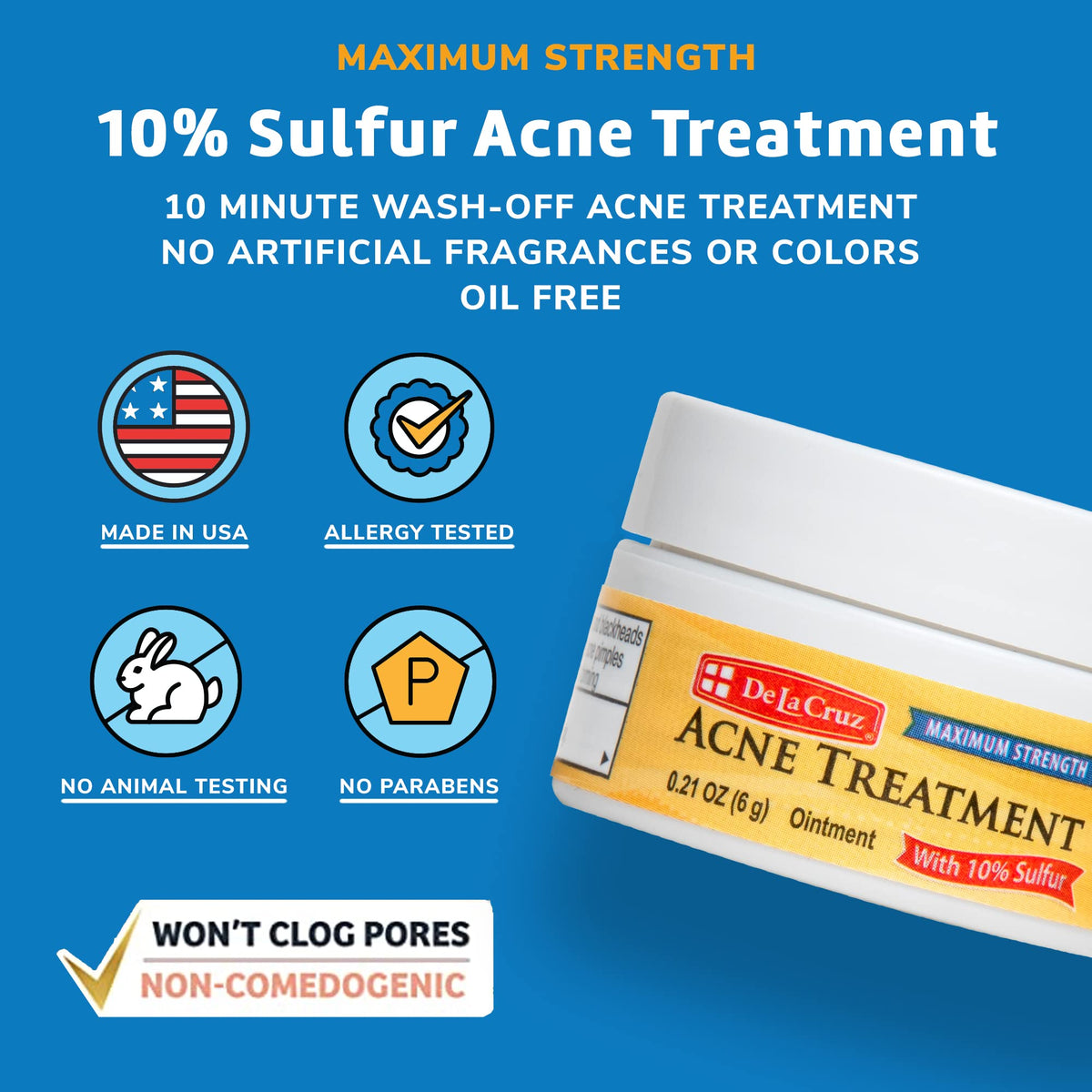 Authentic USA imported De La Cruz sulfur ointment 6 gram tube