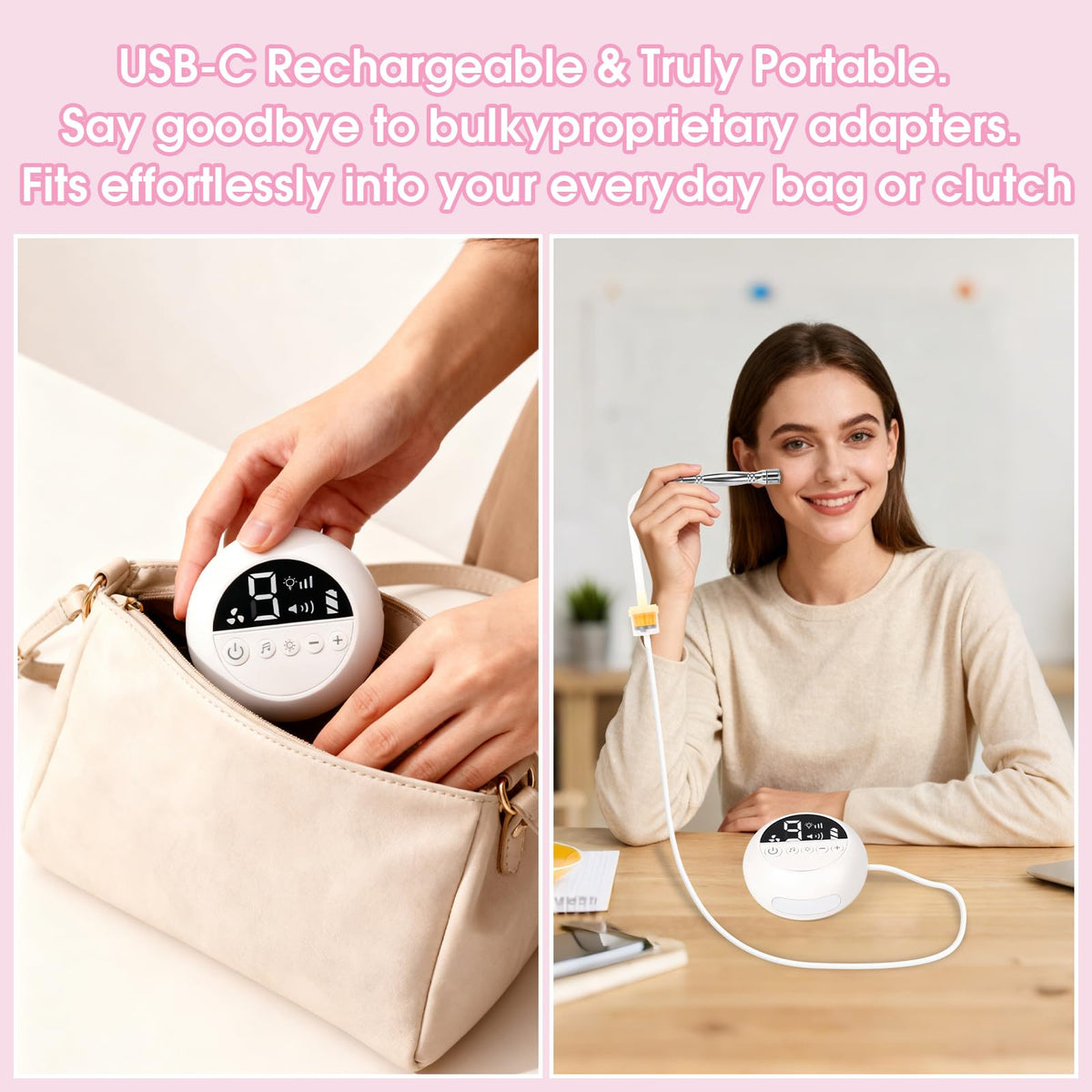 Lifestyle shot demonstrating the use of the facial pore vacuum on skin