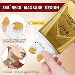 Applying AH-8 neck cream with roller to neck area