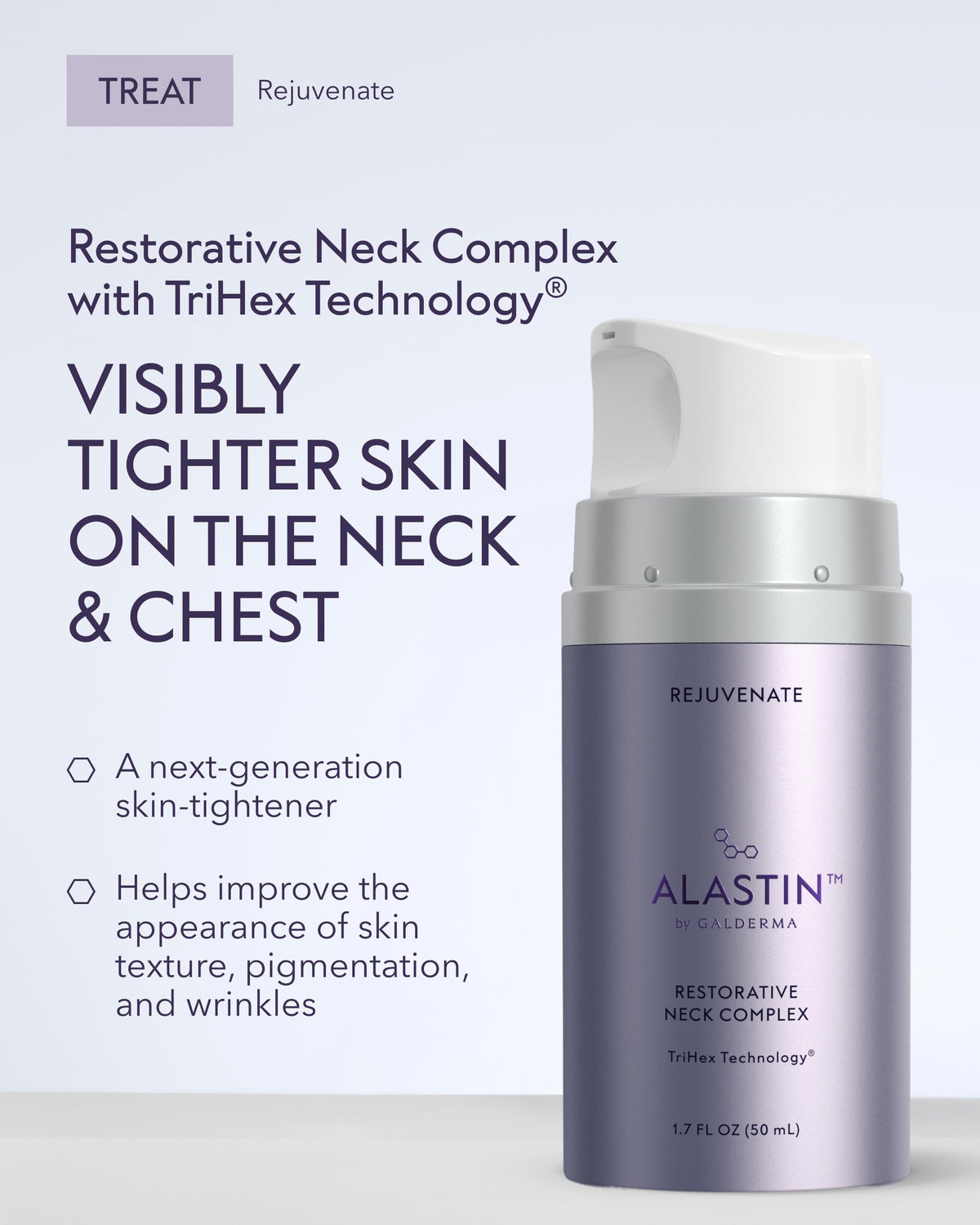 Side profile of Alastin Restorative Neck Complex 1.7 ounce bottle