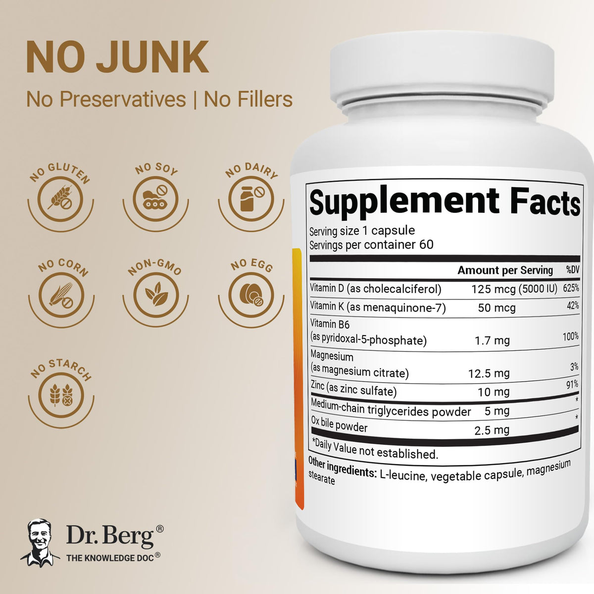 Authentic Dr. Berg imported immune bone and heart health capsules packaging detail