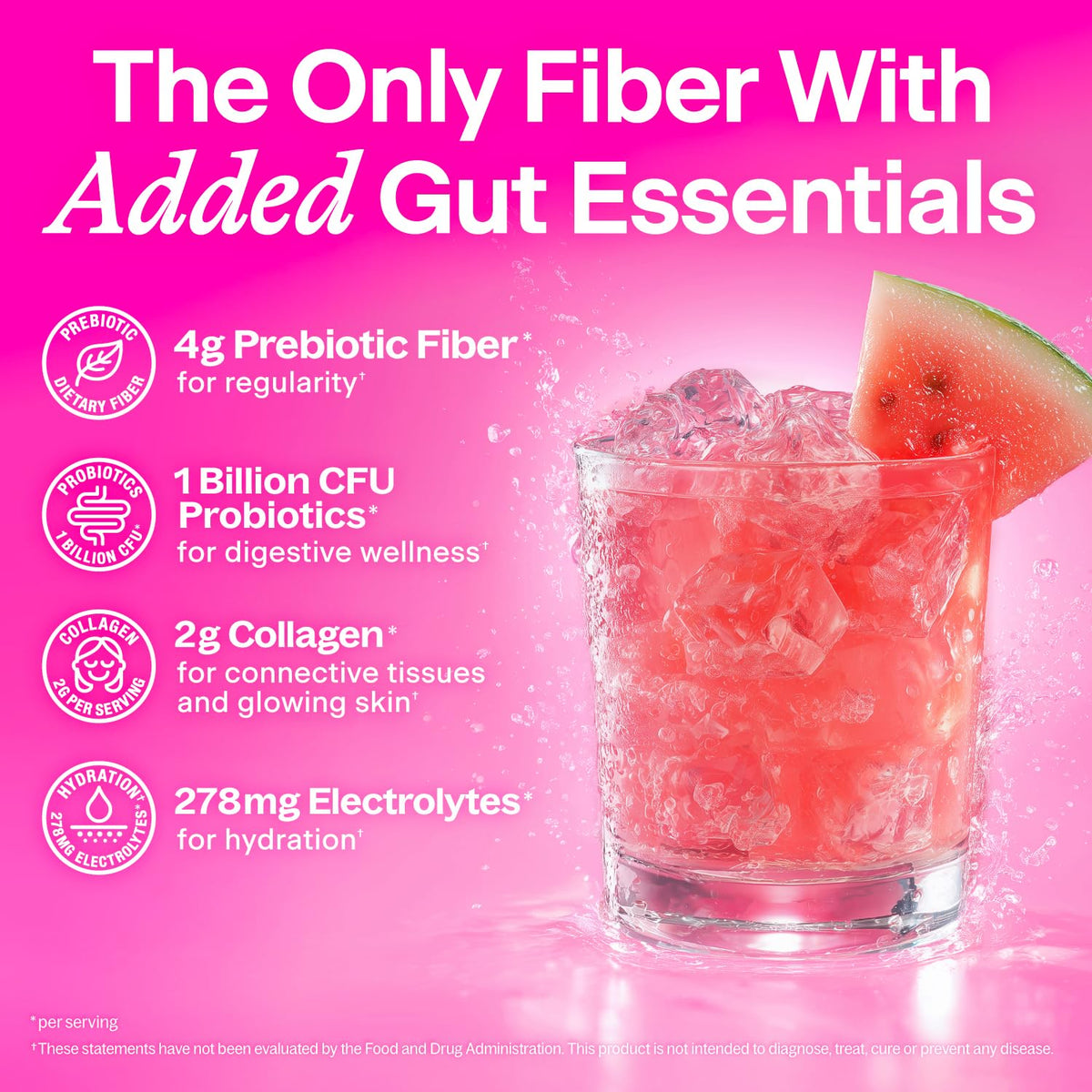 BelliWelli 4-in-1 fiber powder ingredients panel highlighting collagen and probiotics