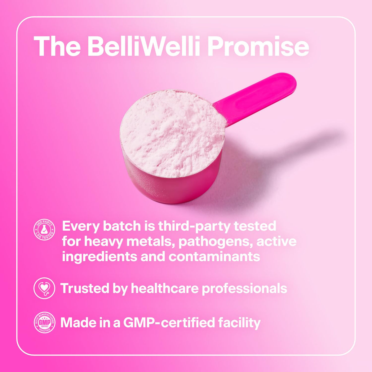 BelliWelli imported gut health powder showing serving size and dietary fiber facts