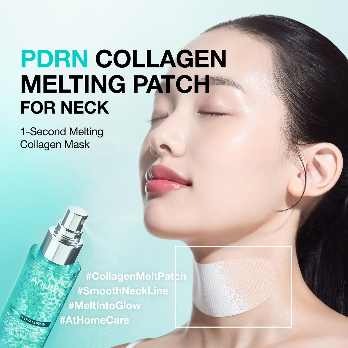 Anua Korean skincare thin film neck mask application process