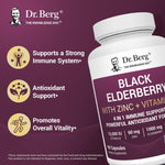 Dr. Berg Black Elderberry with Vitamin D3 and Zinc capsule sizes and texture close-up