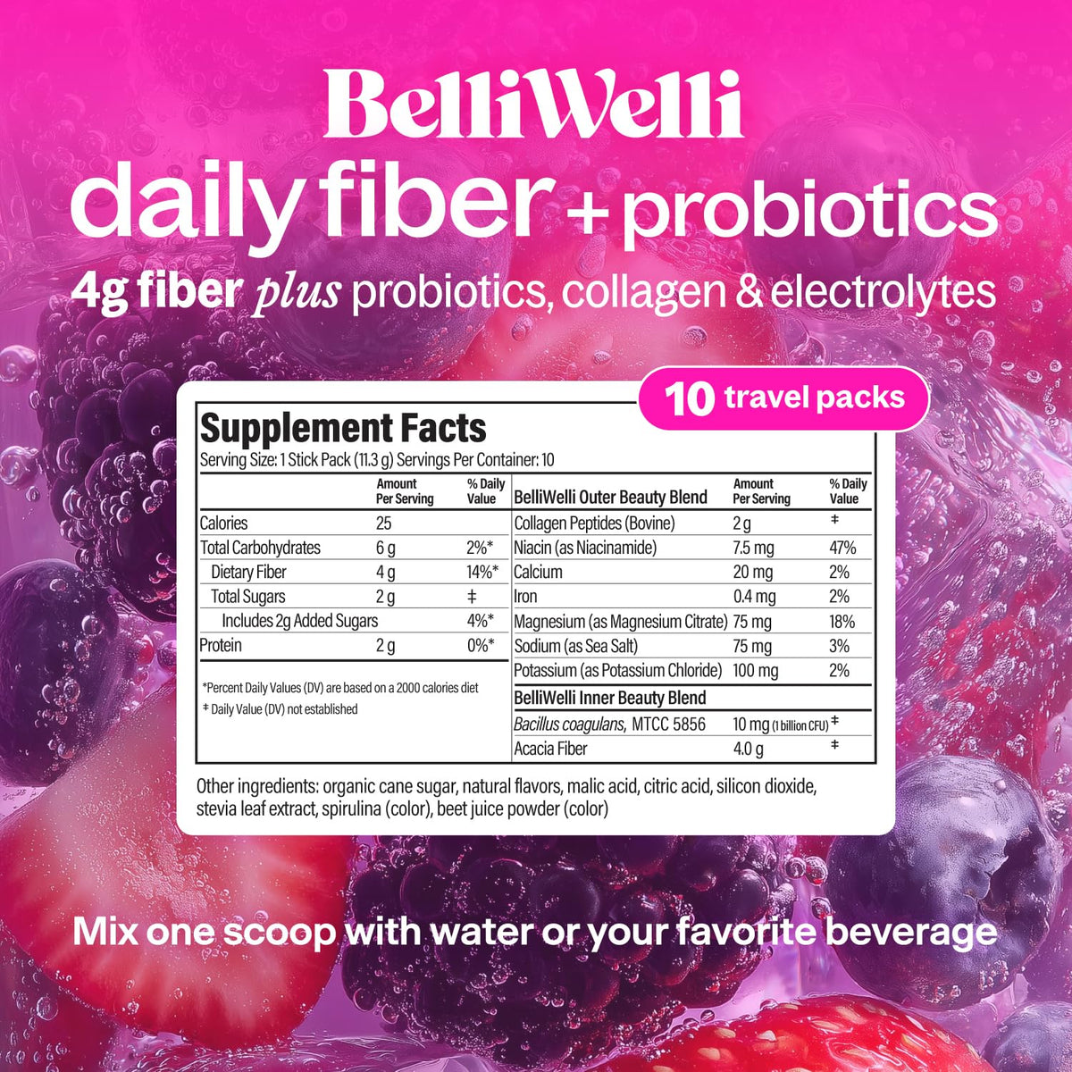 Doctor formulated prebiotic fiber with collagen and electrolytes