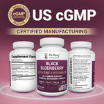Dr. Berg Advanced Immune Support 90 capsules side panel showing cGMP manufacturing details