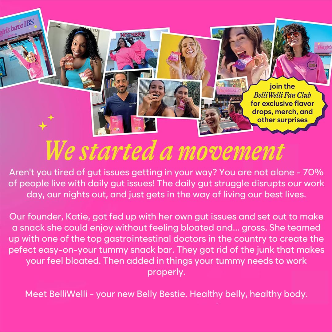 Side view of BelliWelli packaging emphasizing the zero sugar alcohol and IBS friendly product benefits.