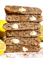 Inside view of an opened BelliWelli soft baked bar displaying its moist and chewy gut guardian formula texture.