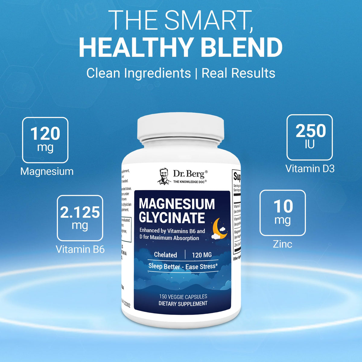 Dr Berg 4-in-1 Minerals Supplement showing the chelated stress and sleep support formula
