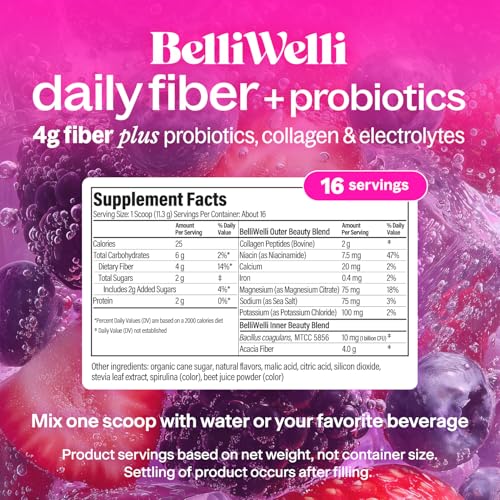 Belli Welli Wild Berry fiber powder drink mix formulation details