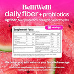 BelliWelli Watermelon flavor daily fiber powder tub displaying nutritional facts and serving size.